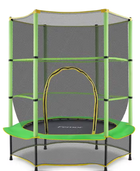 Mini Kindertrampoline Ø140 cm – Veiligheidsnet & Ritssluiting, Binnen en Buiten