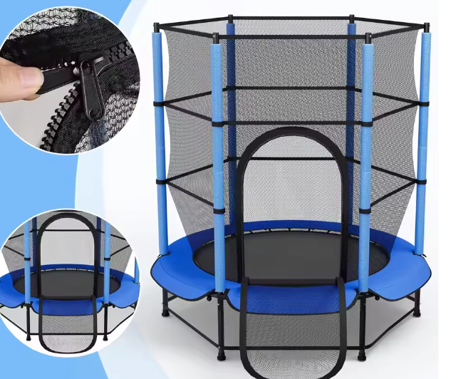 Mini Kindertrampoline Ø140 cm – Veiligheidsnet & Ritssluiting, Binnen en Buiten