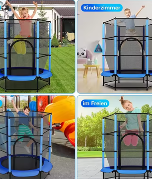 Mini Kindertrampoline Ø140 cm – Veiligheidsnet & Ritssluiting, Binnen en Buiten