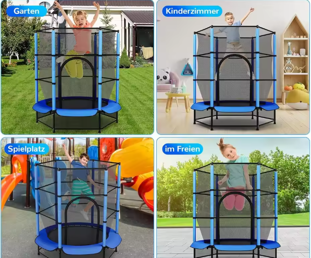 Mini Kindertrampoline Ø140 cm – Veiligheidsnet & Ritssluiting, Binnen en Buiten