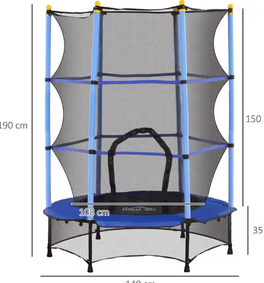 Kindertrampoline Ø140 cm met Veiligheidsnet – Binnen en Buiten Speelplezier voor 3–10 Jaar