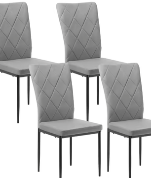 Set van 4 Keukenstoelen met Hoge Rugleuning – Gestoffeerde Eetkamerstoelen met Metalen Poten, Modern en Comfortabel