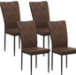 Set van 4 Keukenstoelen met Hoge Rugleuning – Gestoffeerde Eetkamerstoelen met Metalen Poten, Modern en Comfortabel