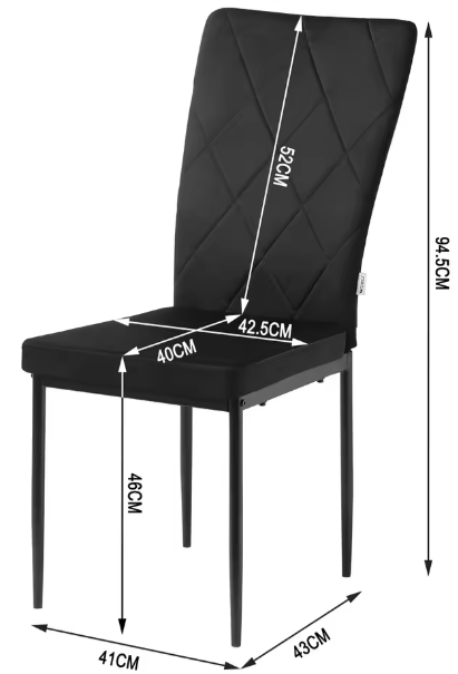 Set van 4 Keukenstoelen met Hoge Rugleuning – Gestoffeerde Eetkamerstoelen met Metalen Poten, Modern en Comfortabel