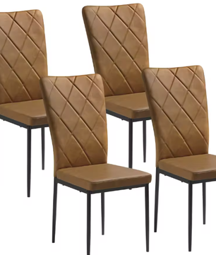 Set van 4 Keukenstoelen met Hoge Rugleuning – Gestoffeerde Eetkamerstoelen met Metalen Poten, Modern en Comfortabel