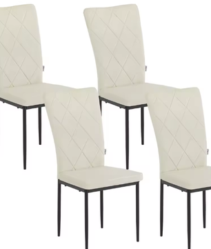 Set van 4 Keukenstoelen met Hoge Rugleuning – Gestoffeerde Eetkamerstoelen met Metalen Poten, Modern en Comfortabel