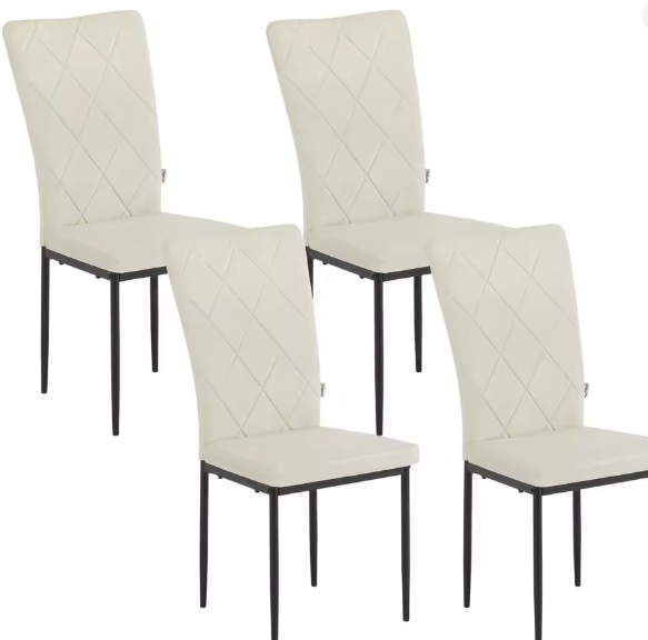 Set van 4 Keukenstoelen met Hoge Rugleuning – Gestoffeerde Eetkamerstoelen met Metalen Poten, Modern en Comfortabel