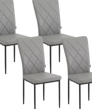 Set van 4 Keukenstoelen met Hoge Rugleuning – Gestoffeerde Eetkamerstoelen met Metalen Poten, Modern en Comfortabel
