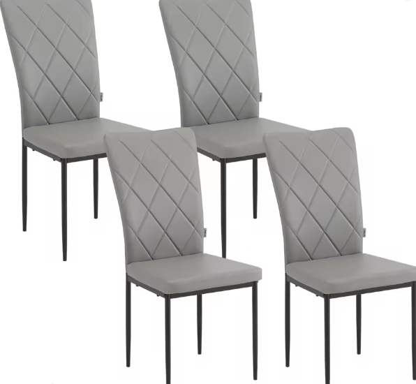 Set van 4 Keukenstoelen met Hoge Rugleuning – Gestoffeerde Eetkamerstoelen met Metalen Poten, Modern en Comfortabel