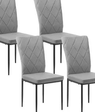 Set van 4 Keukenstoelen met Hoge Rugleuning – Gestoffeerde Eetkamerstoelen met Metalen Poten, Modern en Comfortabel