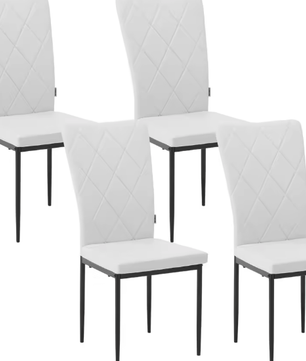 Set van 4 Keukenstoelen met Hoge Rugleuning – Gestoffeerde Eetkamerstoelen met Metalen Poten, Modern en Comfortabel