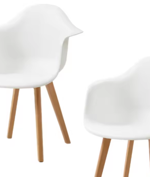 Set van 2 Kunststof Eetkamerstoelen – Scandinavisch Design met Beukenhouten Poten