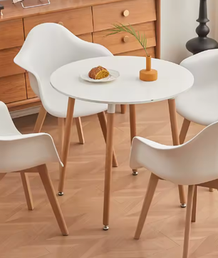 Set van 2 Kunststof Eetkamerstoelen – Scandinavisch Design met Beukenhouten Poten