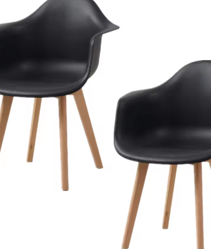 Set van 2 Kunststof Eetkamerstoelen – Scandinavisch Design met Beukenhouten Poten