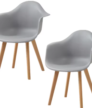 Set van 2 Kunststof Eetkamerstoelen – Scandinavisch Design met Beukenhouten Poten