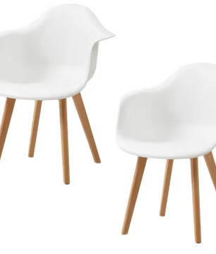 Set van 2 Kunststof Eetkamerstoelen – Scandinavisch Design met Beukenhouten Poten
