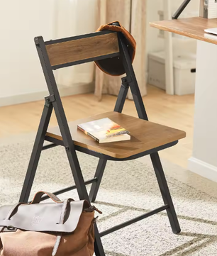 Opvouwbare Klapstoel – Metaal & Houtlook, Compact en Stevig