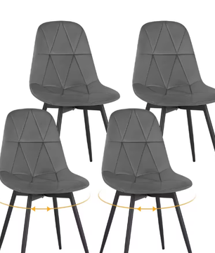Set van 4 Draaibare Eetkamerstoelen – Fluweel/Kunstleer, Ergonomisch, Metalen Frame