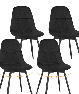 Set van 4 Draaibare Eetkamerstoelen – Fluweel/Kunstleer, Ergonomisch, Metalen Frame