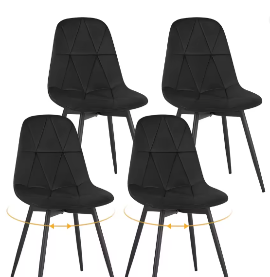 Set van 4 Draaibare Eetkamerstoelen – Fluweel/Kunstleer, Ergonomisch, Metalen Frame