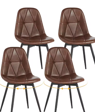 Set van 4 Draaibare Eetkamerstoelen – Fluweel/Kunstleer, Ergonomisch, Metalen Frame