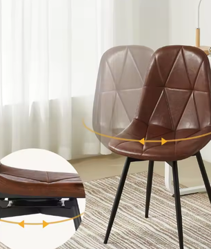 Set van 4 Draaibare Eetkamerstoelen – Fluweel/Kunstleer, Ergonomisch, Metalen Frame