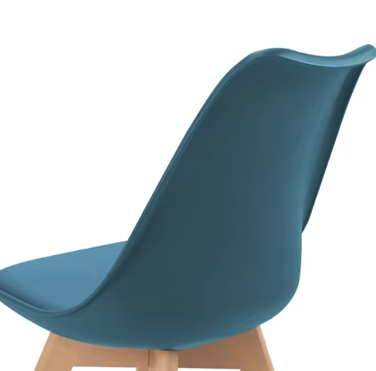 Set van 6 Scandinavische Eetkamerstoelen – PU Gewatteerde Zitting & Beukenhouten Poten