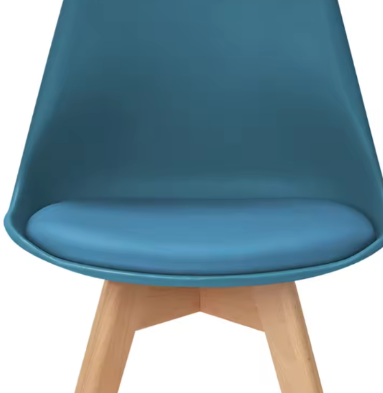 Set van 6 Scandinavische Eetkamerstoelen – PU Gewatteerde Zitting & Beukenhouten Poten