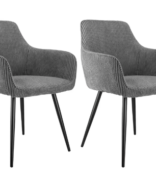 Set van 2 Ergonomische Eetkamerstoelen – Armleuning, Waterdicht, Krasbestendig, Gestoffeerd