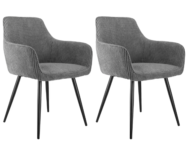 Set van 2 Ergonomische Eetkamerstoelen – Armleuning, Waterdicht, Krasbestendig, Gestoffeerd