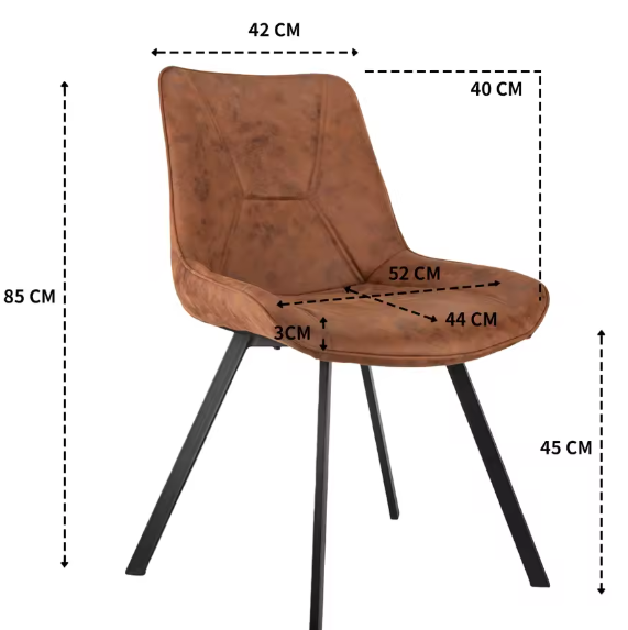 Set van 2 Ergonomische Eetkamerstoelen – Armleuning, Waterdicht, Krasbestendig, Gestoffeerd