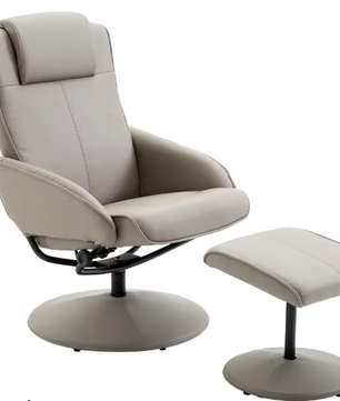 Relaxfauteuil TV-Stoel – 360° Draaibaar met Voetensteun, Grijs, L78 × B67 × H98 cm