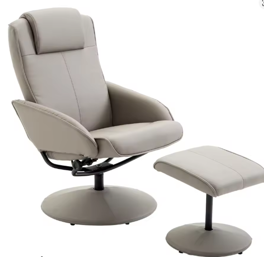 Relaxfauteuil TV-Stoel – 360° Draaibaar met Voetensteun, Grijs, L78 × B67 × H98 cm