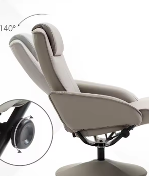 Relaxfauteuil TV-Stoel – 360° Draaibaar met Voetensteun, Grijs, L78 × B67 × H98 cm