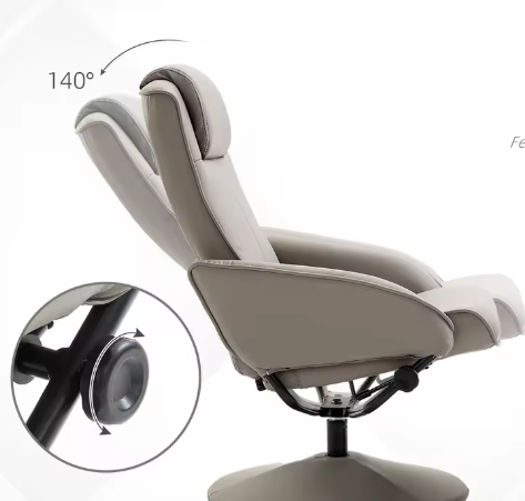 Relaxfauteuil TV-Stoel – 360° Draaibaar met Voetensteun, Grijs, L78 × B67 × H98 cm