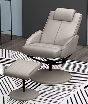 Relaxfauteuil TV-Stoel – 360° Draaibaar met Voetensteun, Grijs, L78 × B67 × H98 cm