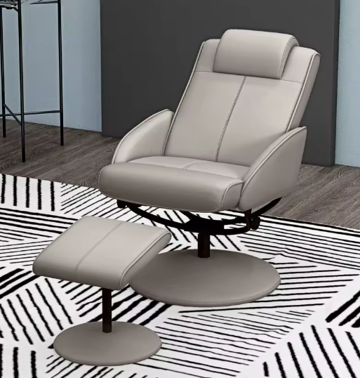 Relaxfauteuil TV-Stoel – 360° Draaibaar met Voetensteun, Grijs, L78 × B67 × H98 cm