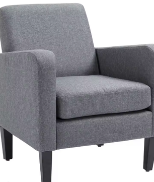 Relaxfauteuil – Linnen Bekleding & Houten Poten, Comfortabele Woonkamerstoel, Lichtgrijs, 66x72x74 cm