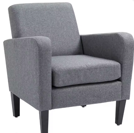 Relaxfauteuil – Linnen Bekleding & Houten Poten, Comfortabele Woonkamerstoel, Lichtgrijs, 66x72x74 cm