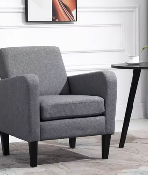 Relaxfauteuil – Linnen Bekleding & Houten Poten, Comfortabele Woonkamerstoel, Lichtgrijs, 66x72x74 cm