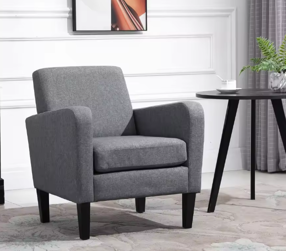 Relaxfauteuil – Linnen Bekleding & Houten Poten, Comfortabele Woonkamerstoel, Lichtgrijs, 66x72x74 cm