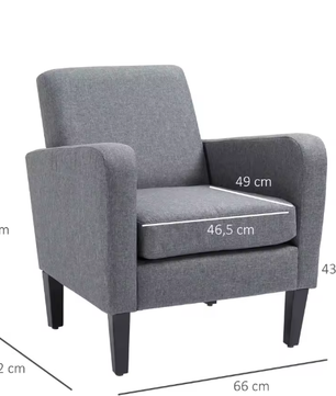Relaxfauteuil – Linnen Bekleding & Houten Poten, Comfortabele Woonkamerstoel, Lichtgrijs, 66x72x74 cm