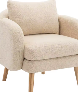 Moderne Teddyfluwelen Fauteuil met Kussen – Extra Dikke Zitkussenfauteuil, Gestoffeerd en Comfortabel