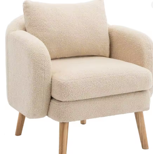 Moderne Teddyfluwelen Fauteuil met Kussen – Extra Dikke Zitkussenfauteuil, Gestoffeerd en Comfortabel