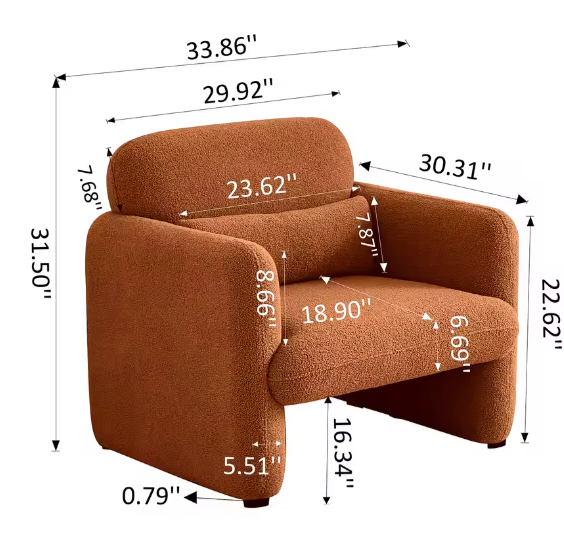 Moderne Clubstoel met Kussen – Gestoffeerde Fauteuil met Vleugels voor Slaapkamer of Kantoor