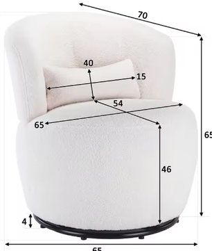 Witte Teddy Pluche Draaistoel met Heupkussen – 360° Rotatie, Max. 100 kg