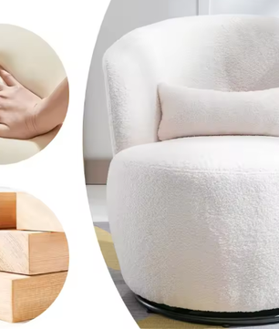 Witte Teddy Pluche Draaistoel met Heupkussen – 360° Rotatie, Max. 100 kg