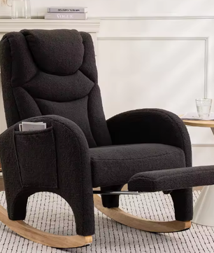 Roze Teddy Pluche Schommelstoel – Loungestoel met Armleuningen, Max. 110 kg