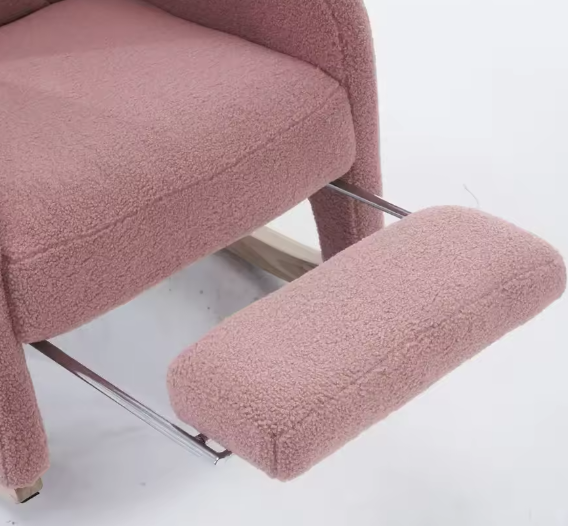 Roze Teddy Pluche Schommelstoel – Loungestoel met Armleuningen, Max. 110 kg