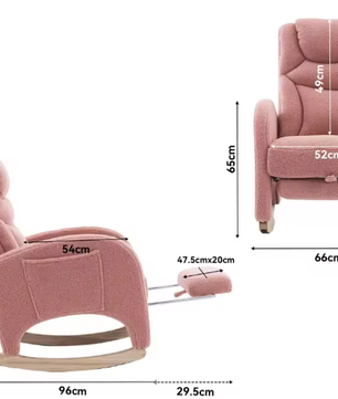 Roze Teddy Pluche Schommelstoel – Loungestoel met Armleuningen, Max. 110 kg